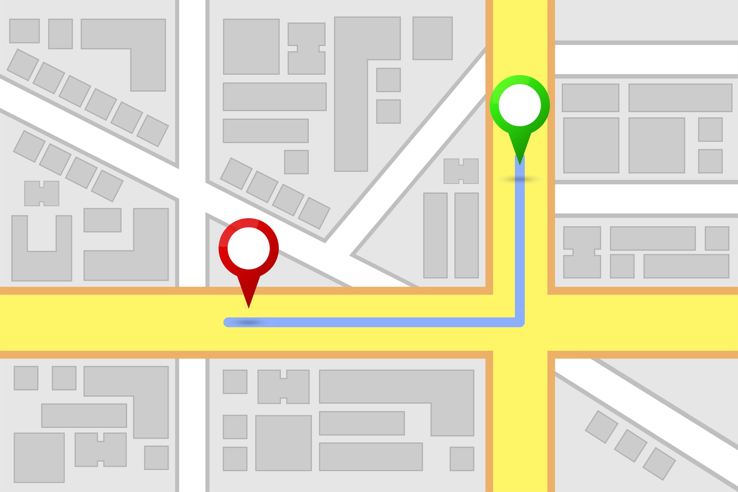 Map pins illustrating local search visibility